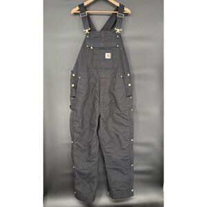 Carhartt Men's Loose Fit Firm Duck Insulated Bib Overalls L Black Workwear
